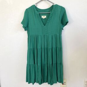 Anthropologie Maeve XS Tania Sacha Tiered Emerald Green Tunic Dress